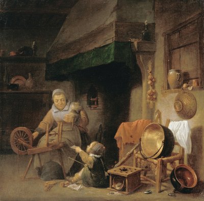 Woman Spinning by Pieter de Nys